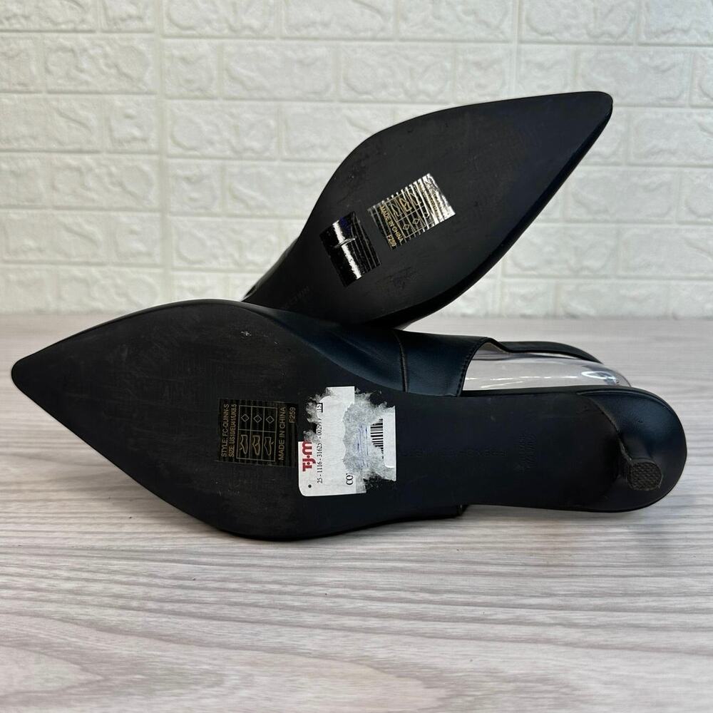 French Connection Quinn Slingback Pumps Sz 10 Black Pointed Kitten Heels Classic - Picture 6 of 9